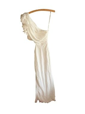 Saints & Secrets Deanna One Shoulder Ruffle Maxi Dress White S